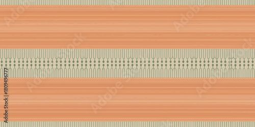 A repeating pattern of horizontal orange bands with decorative beige borders and small details design