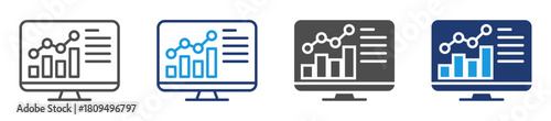 web analysis icon set with multiple style