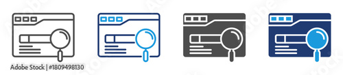 search engine icon set with multiple style