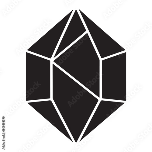 Abstract geometric black crystal shape with sharp edges and facets