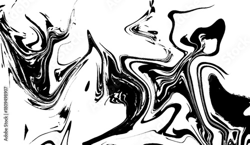 Abstract marble distorted monochrome background. Vector ink liquid creative psychedelic pattern. Chaotic swell, line, black, desktop wallpaper