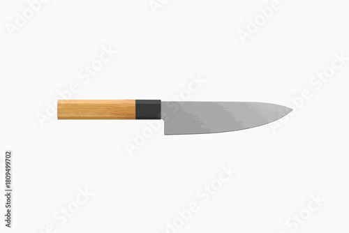  A minimalist kitchen knife with a wooden handle.