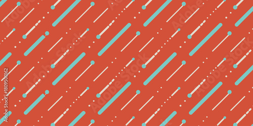 A repeating pattern of diagonal lines and dots on a terracotta background creating a modern design look