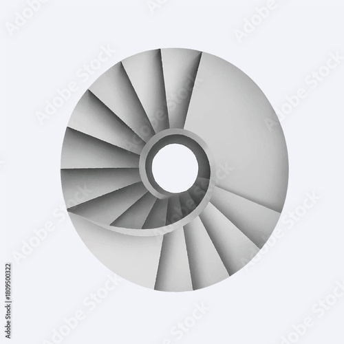  Abstract vector of a spiral staircase with soft shadows.