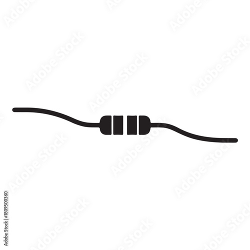 Black and white illustration of a resistor with two wires