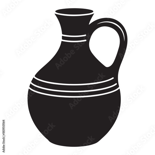 Black silhouette of an ancient amphora with white stripes