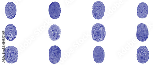 Fingerprint black and color icon mark human security vector design.