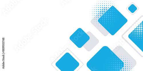 White abstract background with blue and gray square shapes. Modern and futuristic dotted effect background concept for covers, brochures, presentations, certificates, and websites. EPS. 3