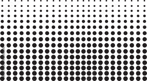 Black dots in a gradient pattern from dense to sparse on a white background circles halftone
