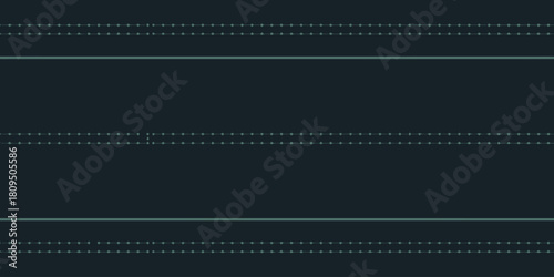 A dark background with three horizontal lines and small geometric shapes along the top and bottom lines