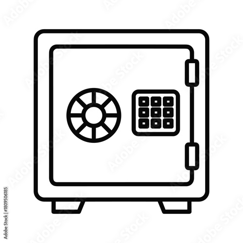 Outline icon of a digital request form displayed on a computer monitor screen, isolated on