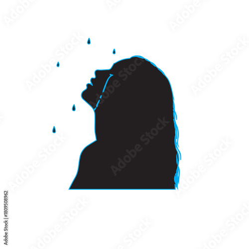 Sad Woman Crying Illustration