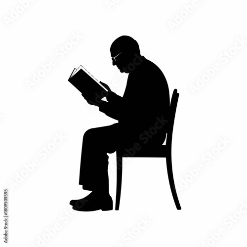 Construction worker reading safety manual vector illustration. Man in hard hat studying a guide book for workplace safet