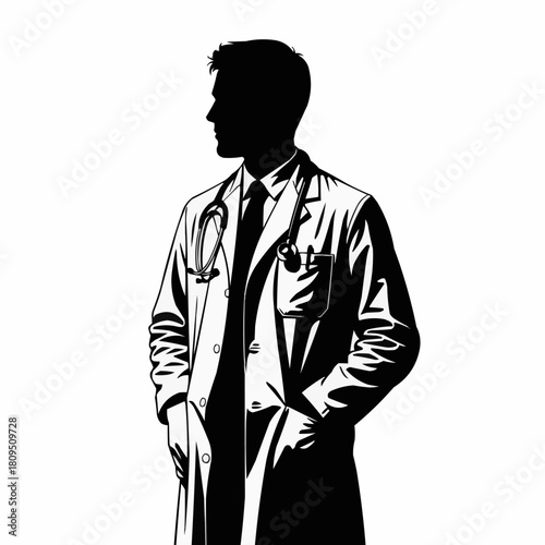 Construction worker reading safety manual vector illustration. Man in hard hat studying a guide book for workplace safet