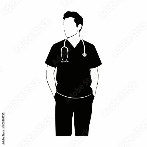 Construction worker reading safety manual vector illustration. Man in hard hat studying a guide book for workplace safet