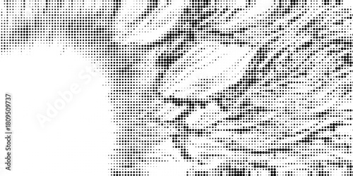 Halftone overlay resembling wood texture. Black dot, white background. Vector banner for design and creative projects