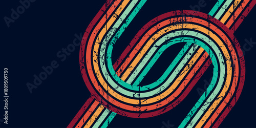 Abstract background with fun rainbow wavy line design. Modern and trendy Hippie Retro style background concept. EPS. 4