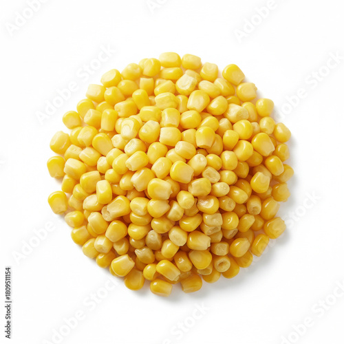 small, neat pile of bright yellow corn kernels (removed from the cob)