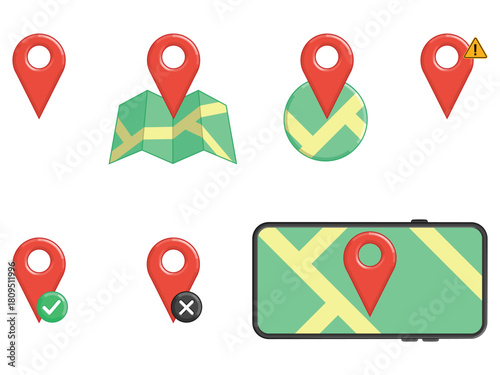 Map Location Pin Navigational Directions Set