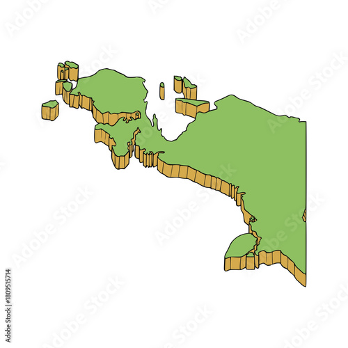 Papua map illustration hand drawn isolated vector