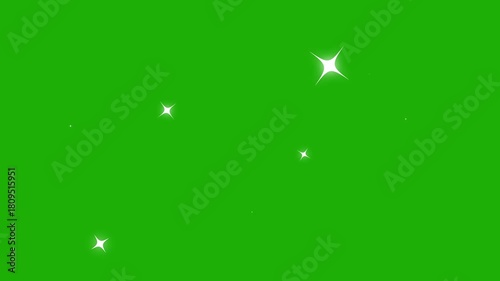 Twinkling stars night sky shine animation, white cartoon sparkles in doodle style on green screen background 4k animation. Stars blinking stars, blinking stars Chroma key effects.
