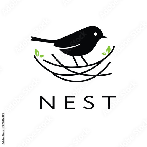 Nest bird nature icon logo