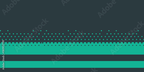 A visually striking abstract design featuring a grid of dots and horizontal bands in shades of green and gray