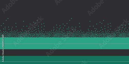 An abstract image showing a dark gray background with green dots and horizontal lines of varying shades