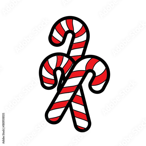 Candy cane illustration for Christmas decoration, holiday symbol and festive season in winter celebration