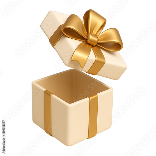 3D premium gift package icon isolated on transparent background