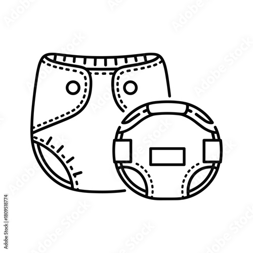 Zero waste reusable diaper and cloth pad icon for sustainable living