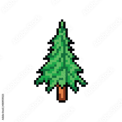 Pixel art green tree park graphic design