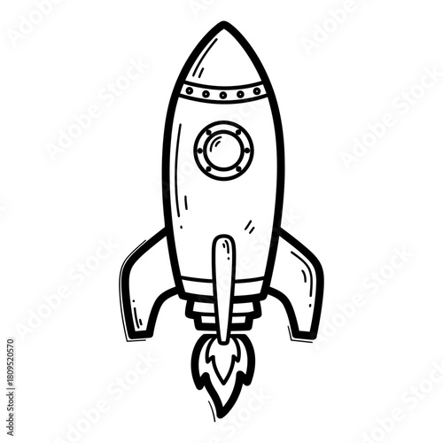 Rocket Ship Doodle Style Vector Illustration for Space Exploration