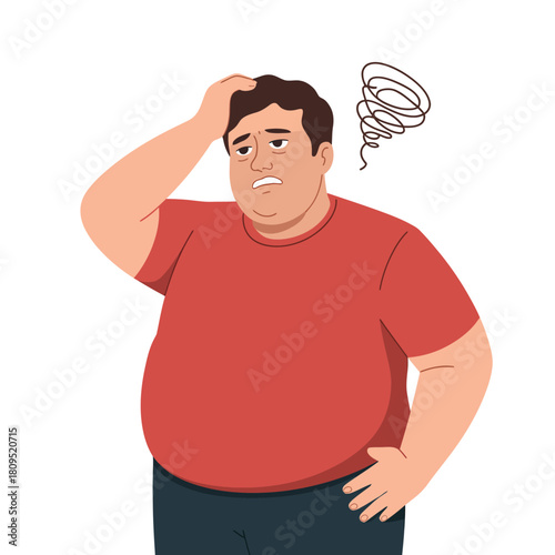 A stressed person with a swirling cloud above their head is holding their head in frustration.