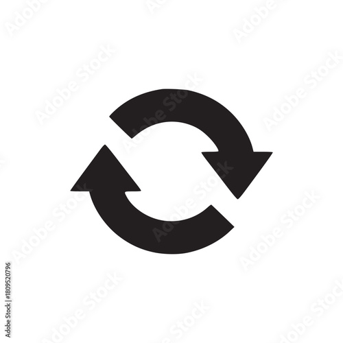 A simple black and white image featuring a circular arrow icon on a plain white background space area