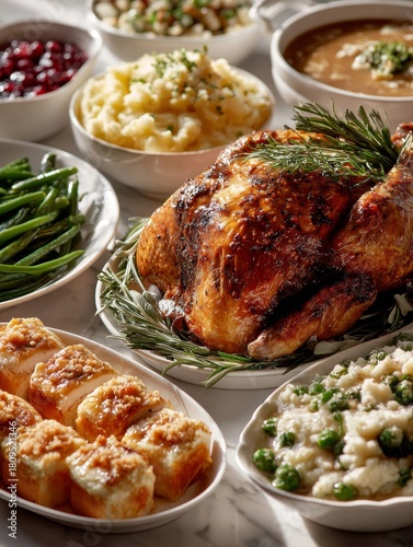 Holiday turkey with classic side dishes for comforting seasonal food campaign