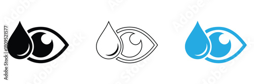 Dry eye relief and vision care solutions with moisturizing drops for contact lens wearers or allergies in modern professional design options