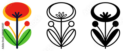 Flat vector illustration of a flower plant