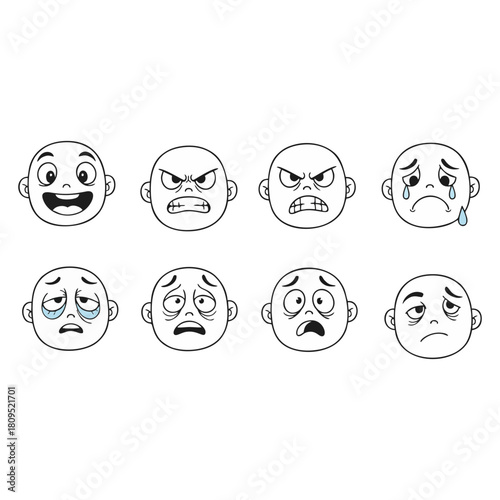 Expressive Faces A Collection of Emotional Line Art Illustrations