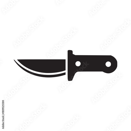 A simple black silhouette of a hunting knife with a curved blade on a white background vector image