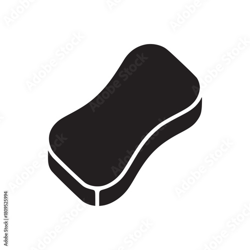 Isometric black sponge with rounded edges on a white background in a minimalist style image view