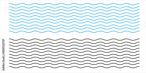 PrintWaves line set. Wave ornament pattern. Set of wavy zigzag lines. Wave thin line background. Vector zigzag and wavy horizontal underline. Vector