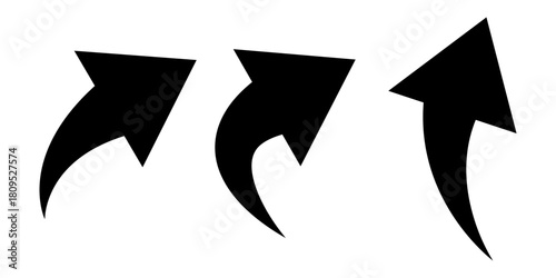 Curved collection arrow icons. curved arrows set. arrow symbol