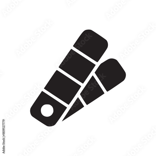 A black and white illustration of a color swatch with multiple shades and a single hole punch detail