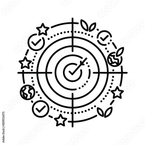 Esg goals and sustainability strategy target icon isolated on
