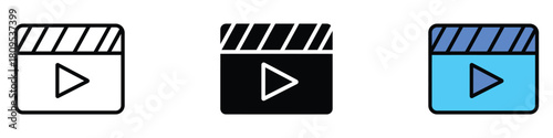 Movie clapper icon vector. start, play, and action symbol. vector illustration.