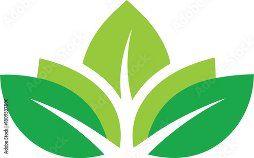 Three leaf cluster clean eco logo design isolated on transparent background