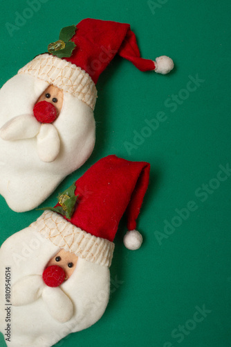 Santa Claus face on a green background - Christmas time