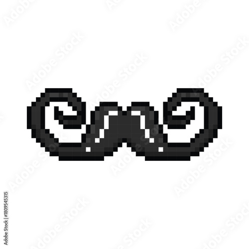 Pixel art moustache face element graphic illustration