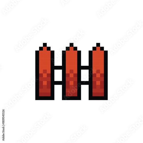 Pixel art wooden fence graphic illustration